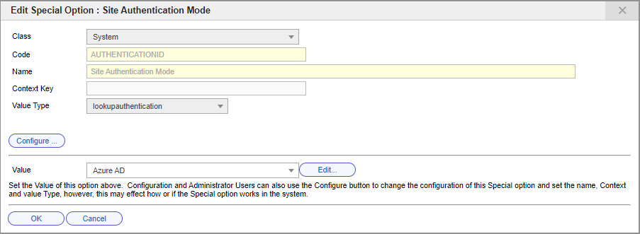 SSO authentication type setting