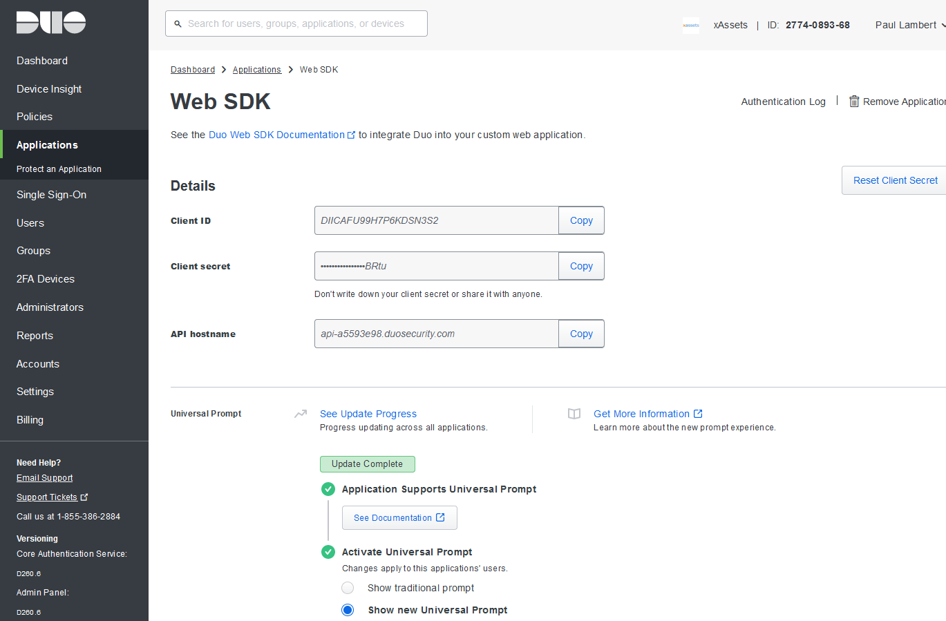 Duo Web SDK credentials