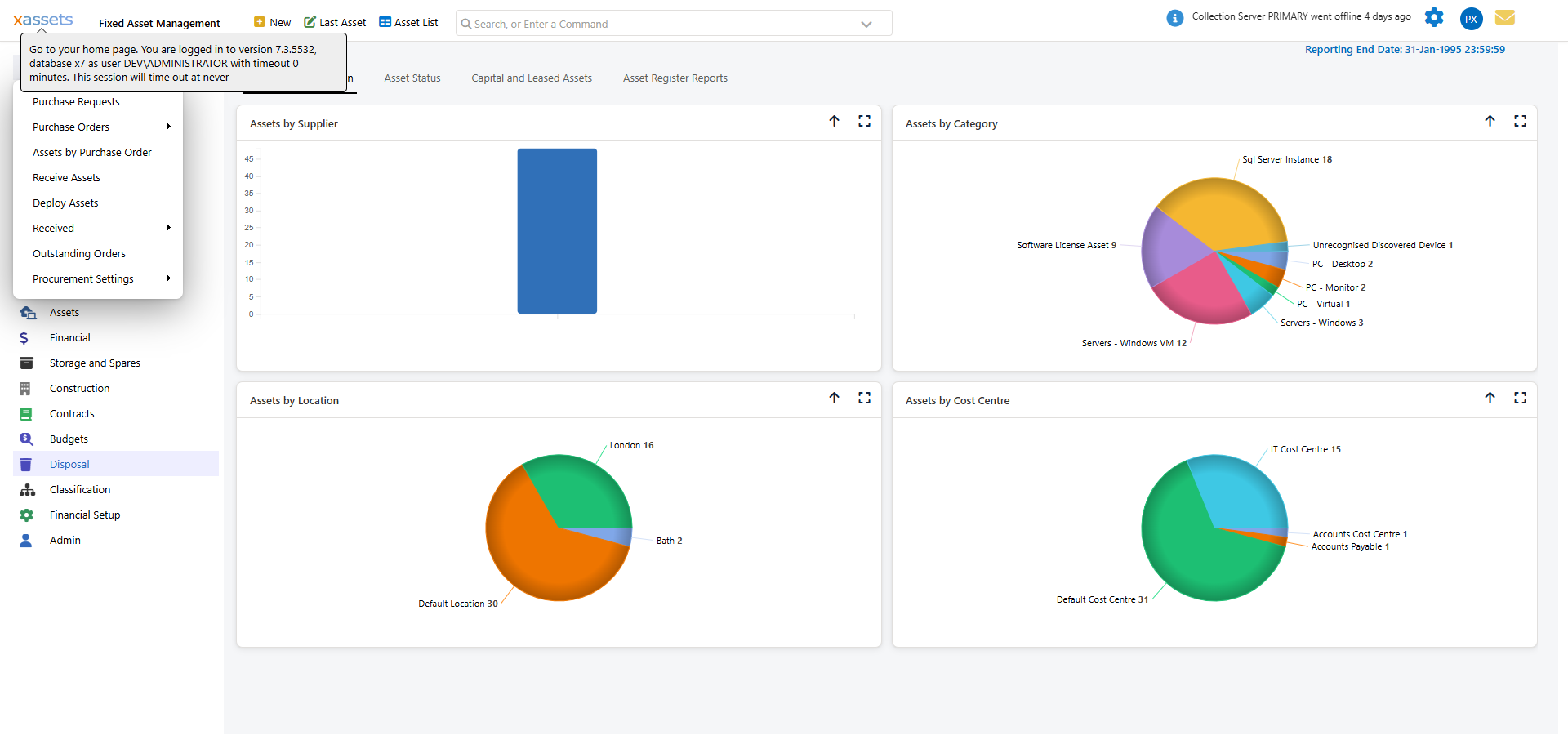 New Purchase Order entry screen with fields for requestor, approver, cost centre, supplier, carrier, currency