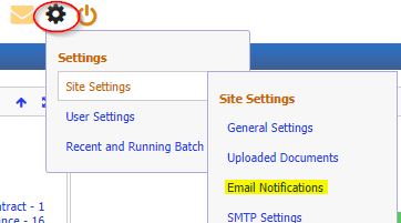Email notification settings in Site Settings
