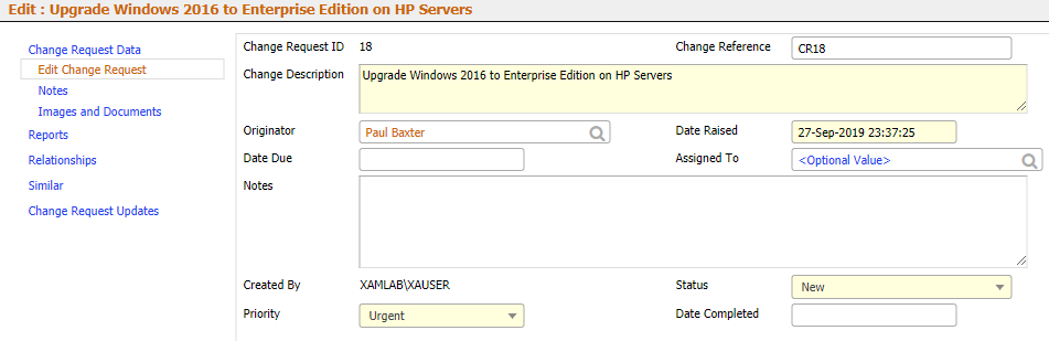 Change request detail