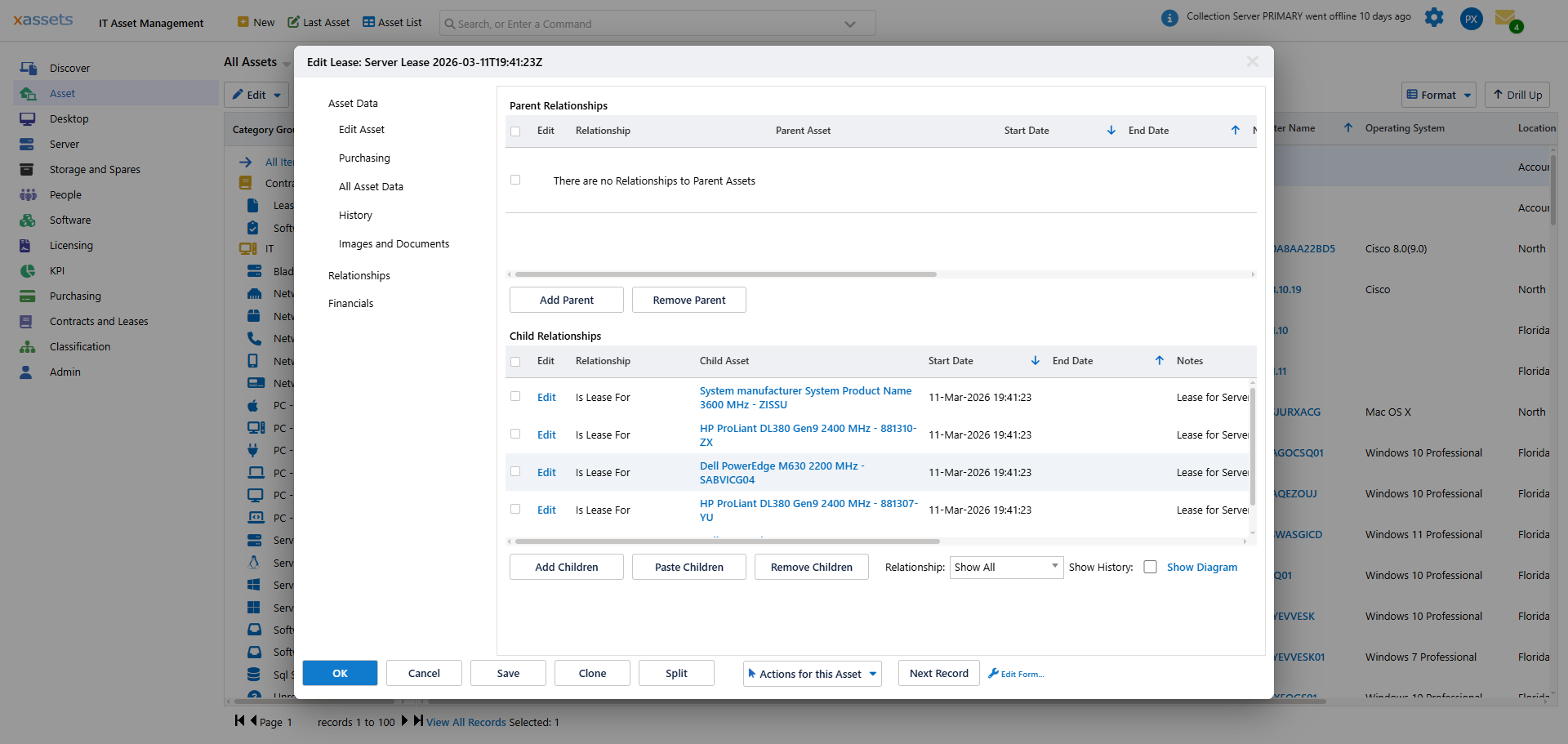Related Assets tree view showing dependency relationships
