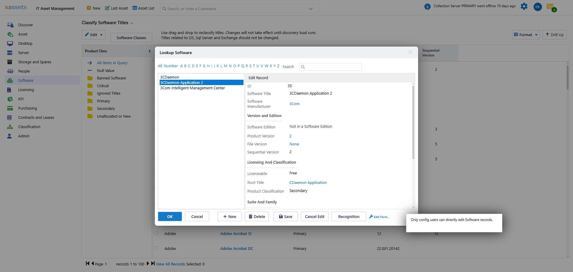 Software product detail with defining title