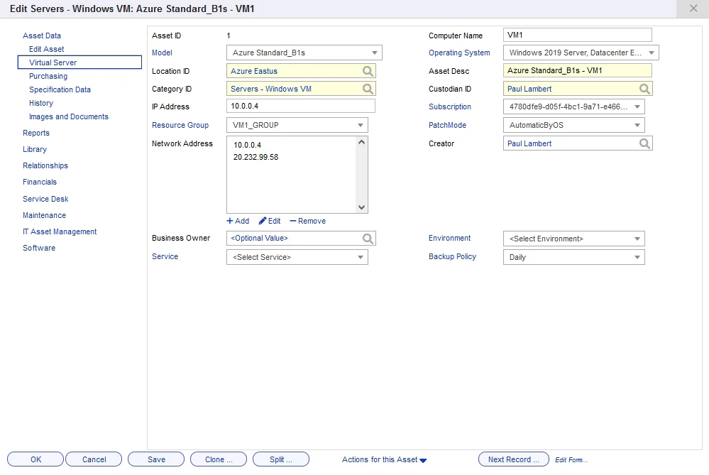 Asset Management Software for Azure Virtual Servers | xAssets